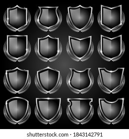 Set of elegant gradient and metal shields Premium Vector
