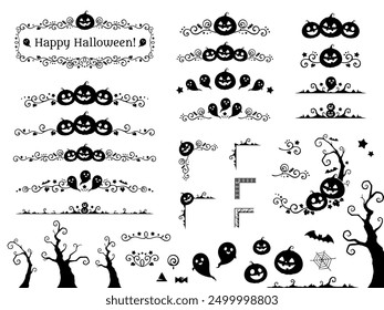 Set of elegant Halloween frame elements