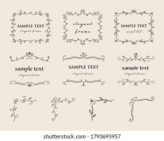 Set of elegant hand drawn frames