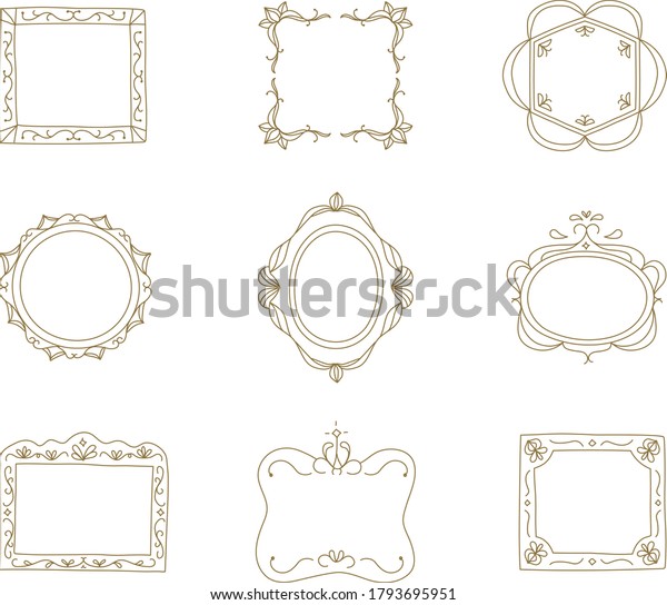 Set of elegant hand drawn\
frames