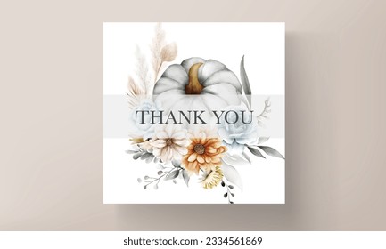 Set of elegant hand drawn watercolor flowers wedding invitation