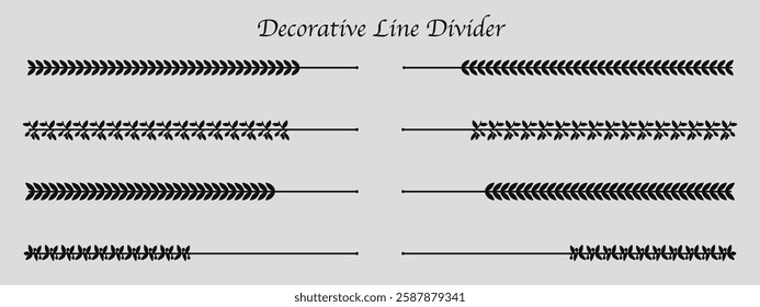 A set of elegant hand-drawn floral vine line dividers, perfect for decorating text layouts, invitations, wedding designs, branding, and digital projects. 