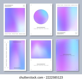 Set Of Elegant Holographic Gradient Poster Background Design