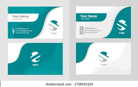 Set of Elegant Illustration of bussiness card templates. simple abstract with green teal color in flat design style. 