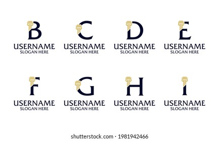 Set of Elegant Initial pillar, Law firm, attorney logo design Template