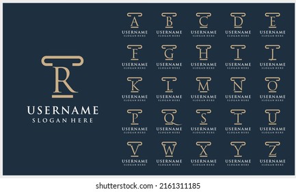 Set of Elegant Initial pillar, Law firm, attorney logo design Template