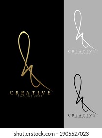 Set Elegant Letter H Gold, White and Black Handwriting Signature Logo Design Template