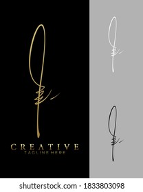 Set Elegant Letter I L Gold, White and Black Handwriting Signature Logo Design Template