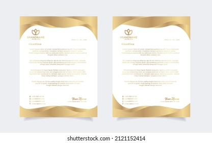 Set of elegant letterhead design template for identity and company. gold color