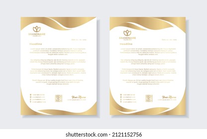 Set of elegant letterhead design template for identity and company. gold color