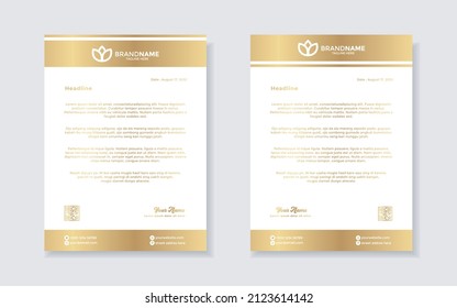 Set of elegant letterhead design template for identity and company. gold color