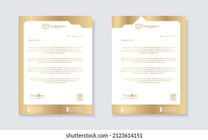 Set of elegant letterhead design template for identity and company. gold color