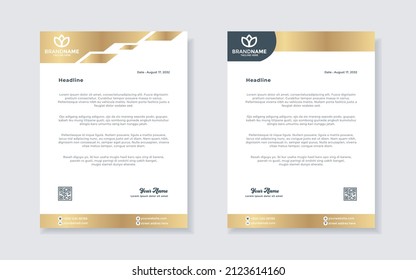 Set of elegant letterhead design template for identity and company. gold color