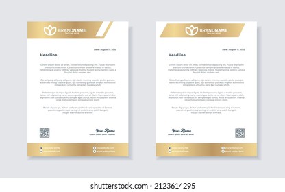 Set of elegant letterhead design template for identity and company. gold color