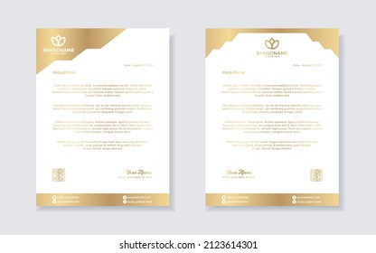 Set of elegant letterhead design template for identity and company. gold color