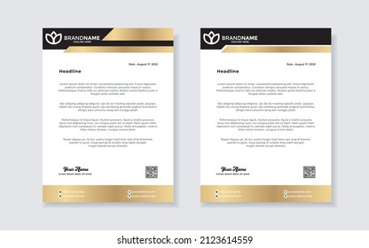 Set of elegant letterhead design template for identity and company. gold color
