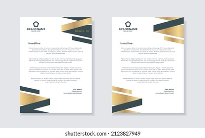 Set of elegant letterhead design template for identity and company. gold color