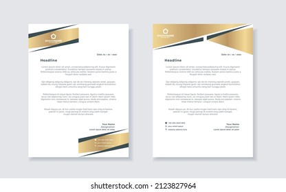 Set of elegant letterhead design template for identity and company. gold color