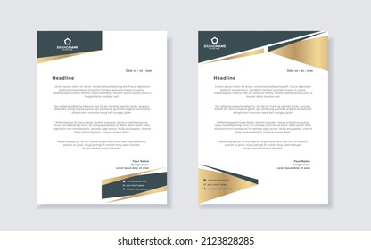 Set of elegant letterhead design template for identity and company. gold color