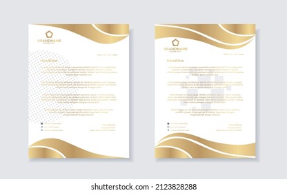 Set of elegant letterhead design template for identity and company. gold color