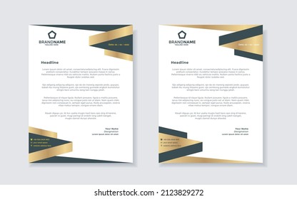 Set of elegant letterhead design template for identity and company. gold color