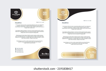 Set of elegant letterhead design template for identity and company. A4 gold color