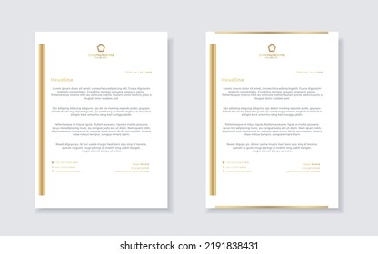 Set of elegant letterhead design template for identity and company. A4 gold color