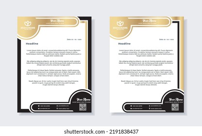 Set of elegant letterhead design template for identity and company. A4 gold color