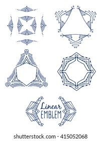 Set of elegant linear monogram design. Vector  linear frame