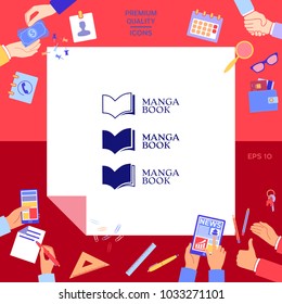 Set of Elegant logo with book symbol