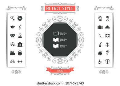 Set of Elegant logo with book symbol