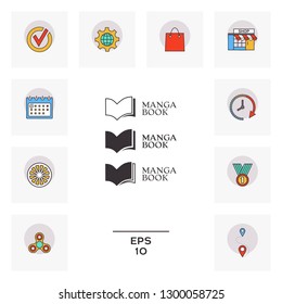 Set of Elegant logo with book symbol. Graphic elements for your design