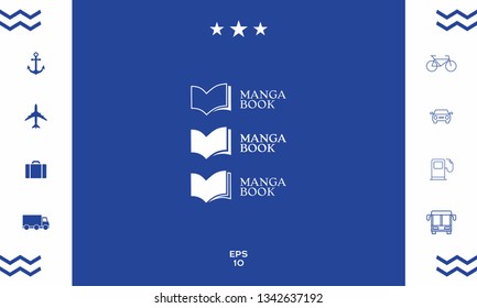 Set of Elegant logo with book symbol. Graphic elements for your design