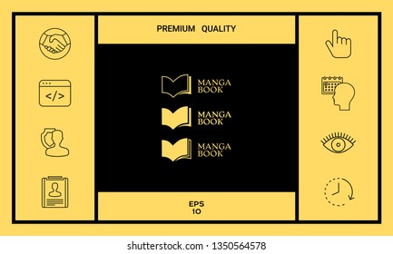 Set of Elegant logo with book symbol. Graphic elements for your design