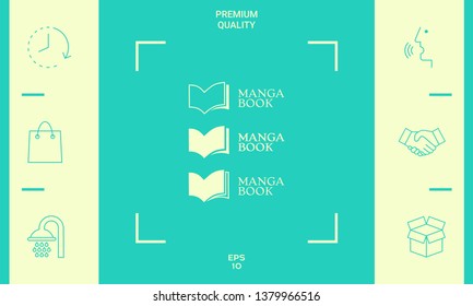 Set of Elegant logo with book symbol. Graphic elements for your design