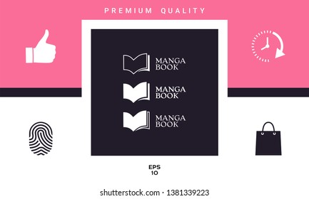 Set of Elegant logo with book symbol. Graphic elements for your design