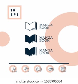 Set of Elegant logo with book symbol. Graphic elements for your design