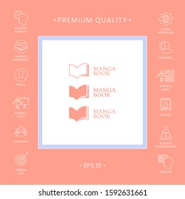 Set of Elegant logo with book symbol. Graphic elements for your design