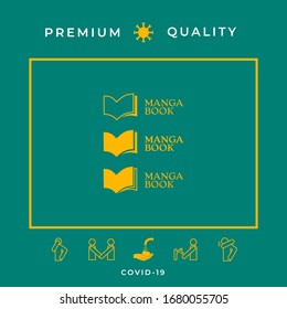 Conjunto de logotipo Elegante con símbolo de libro. Elementos gráficos para el diseño