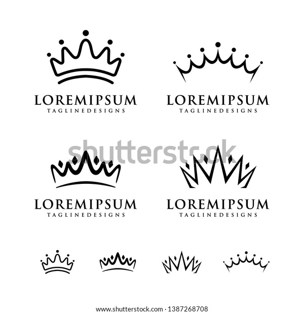 Set\
of elegant and luxury crown design elements\
template
