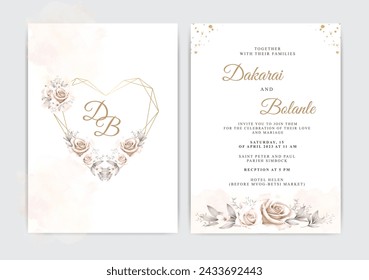 Set of Elegant and Luxury Wedding Invitation Cards. Illustrator and designer. Wedding Invites, save the date, Birthday Invites, Video Invites, E-Cards.