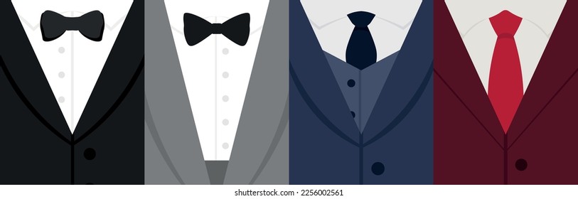 Set of elegant male suits, closeup
