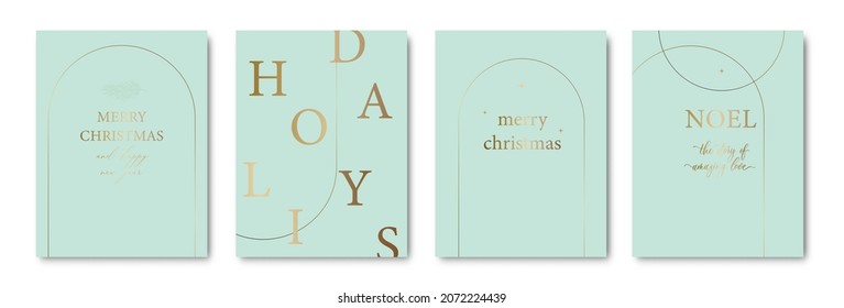 Set of Elegant Merry Christmas and New Year cards with pine wreath, mistletoe, winter plants design illustration for greetings, invitation, flyer, brochure, cover