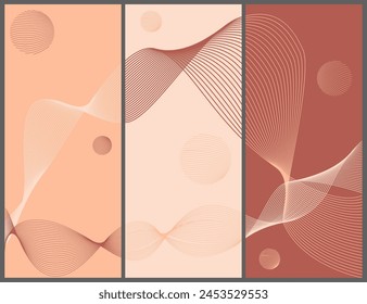 Set of elegant minimal abstract dynamic wavy covers, for cards, vector background templates. Minimal Vector Covers Design