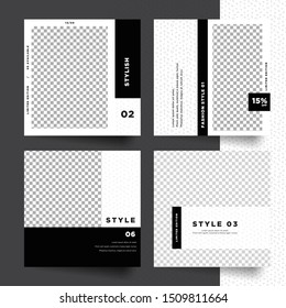 Set of elegant minimal fashion social media promo post layout template