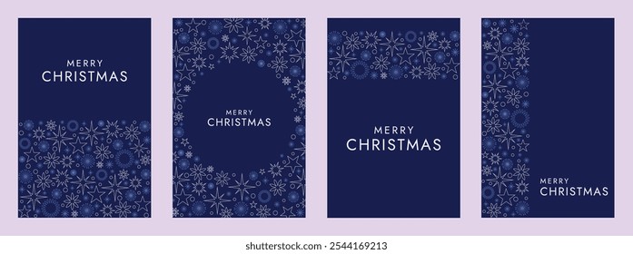 Set of Elegant Minimalist Christmas Cards with Starry Design