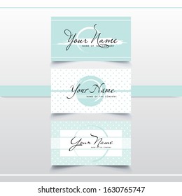 Set of elegant mint business card templates. Delicate business cards for women's business. 