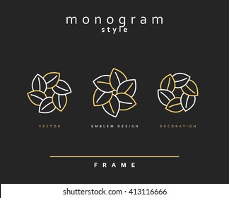 Set of elegant monogram design. Monogram design element . Monogram for use in the design . Monogram decor . Emblem design. 
