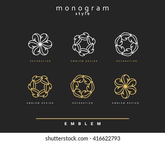 Set of elegant monogram design. Monogram design element . Monogram for use in the design . Monogram decor . Emblem design. Elegant monogram design