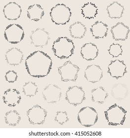 Set of elegant monogram design. Vector  linear frame